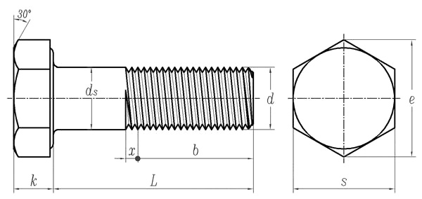 ASME B18.2.1 Bu lông lục giác tiêu chuẩn của Hoa Kỳ